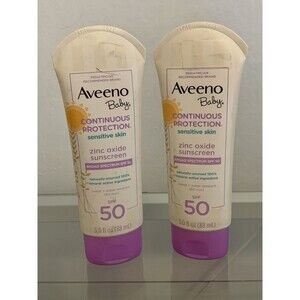 (2) Aveeno Baby Continuous Protection Zinc Oxide Sunscreen SPF50 3oz EXP 2021